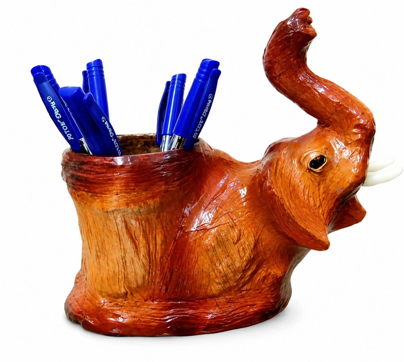 Leather Elephant Face Pen Stand