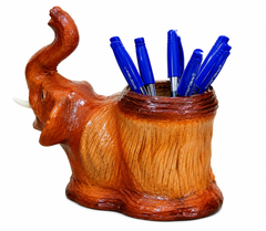 Leather Elephant Face Pen Stand
