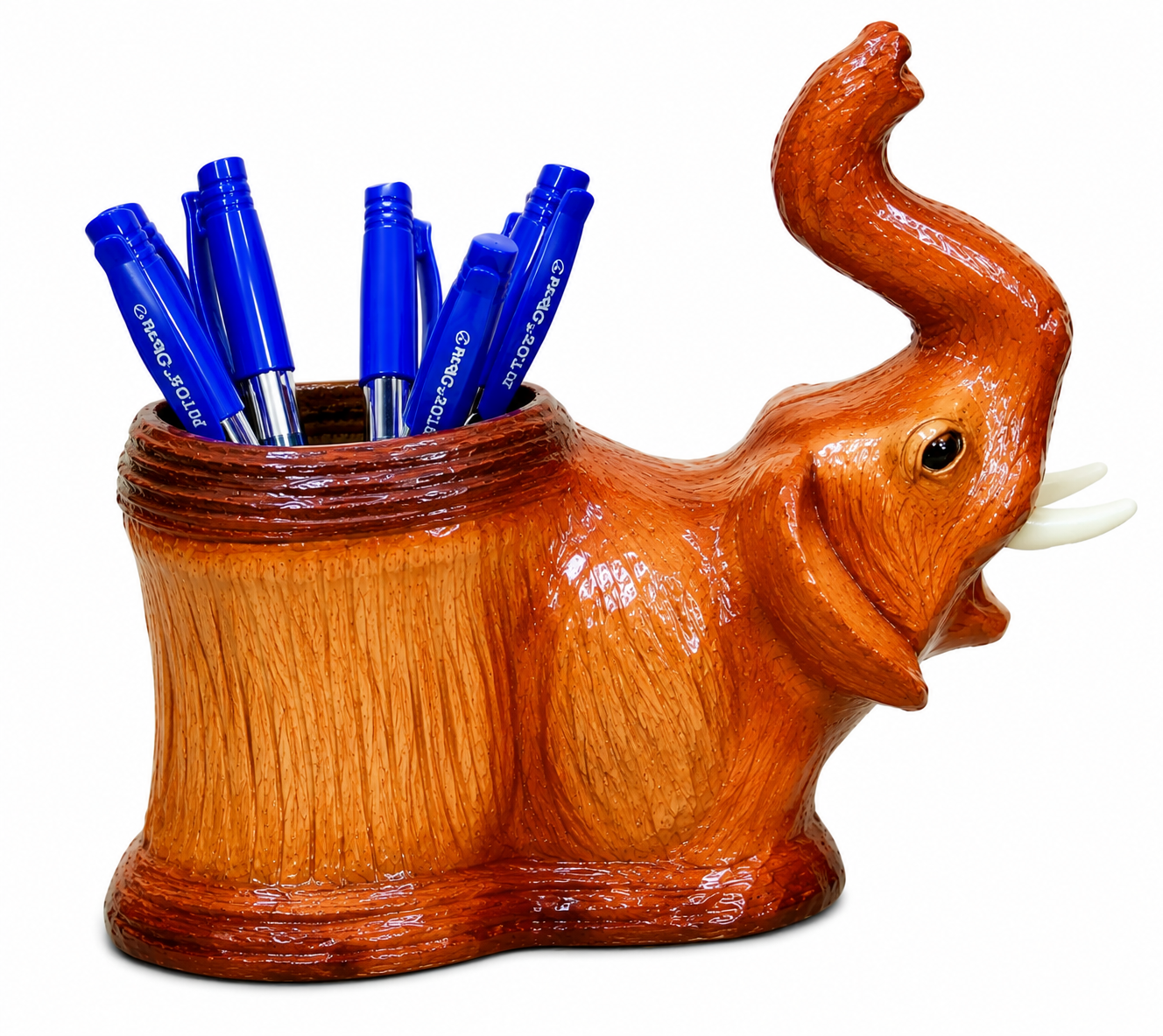 Leather Elephant Face Pen Stand