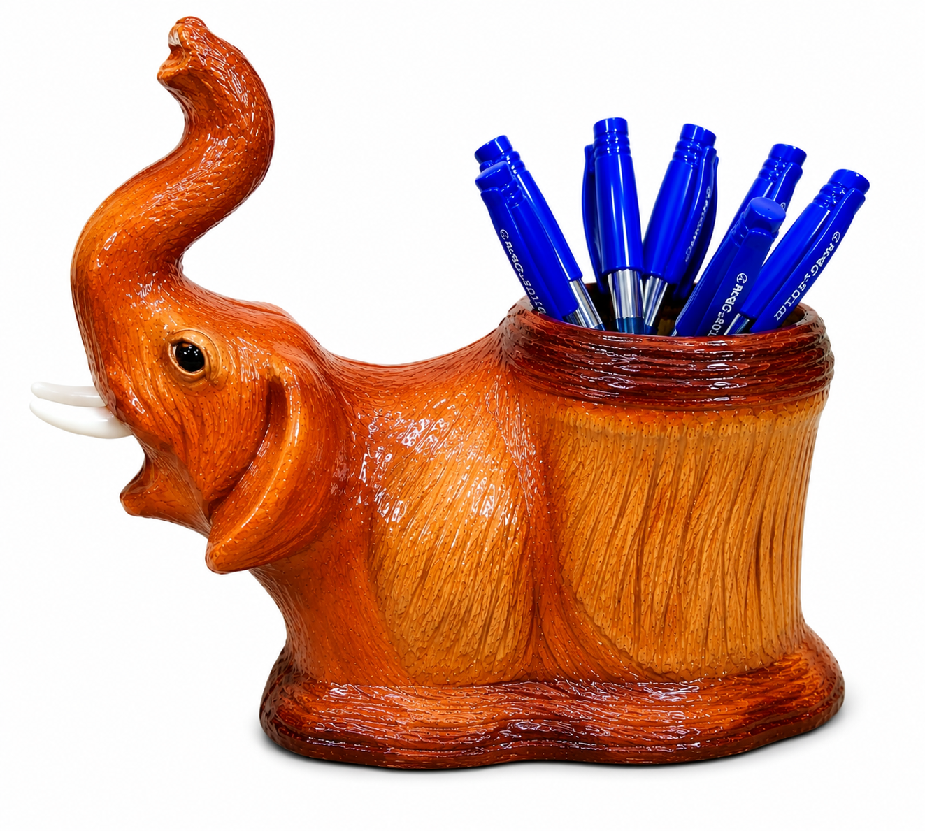 Leather Elephant Face Pen Stand