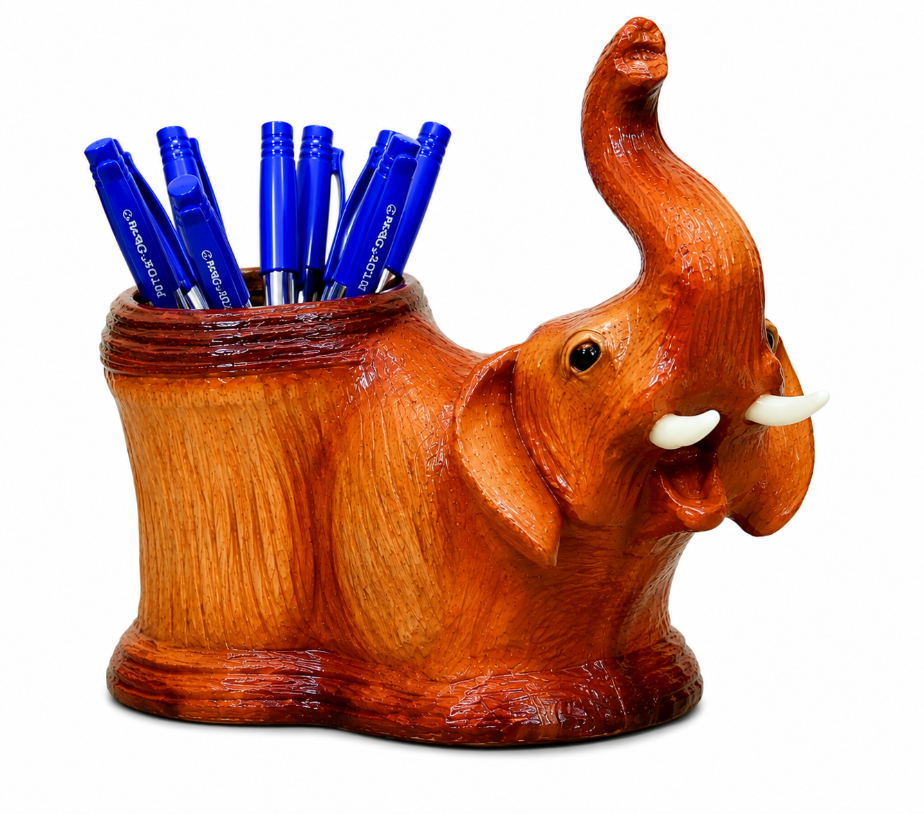 Leather Elephant Face Pen Stand