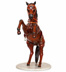 Leather Handicraft Jumping Horse - 24 Inch