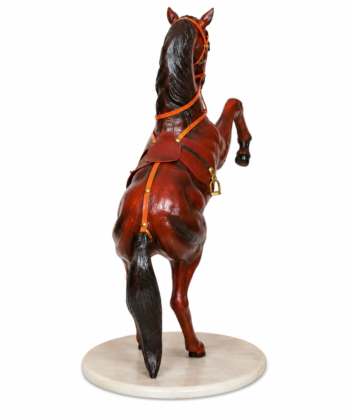 Leather Handicraft Jumping Horse - 18 Inch