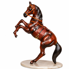 Leather Handicraft Jumping Horse - 12 Inch