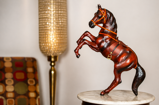 Leather Handicraft Jumping Horse - 6 Inch