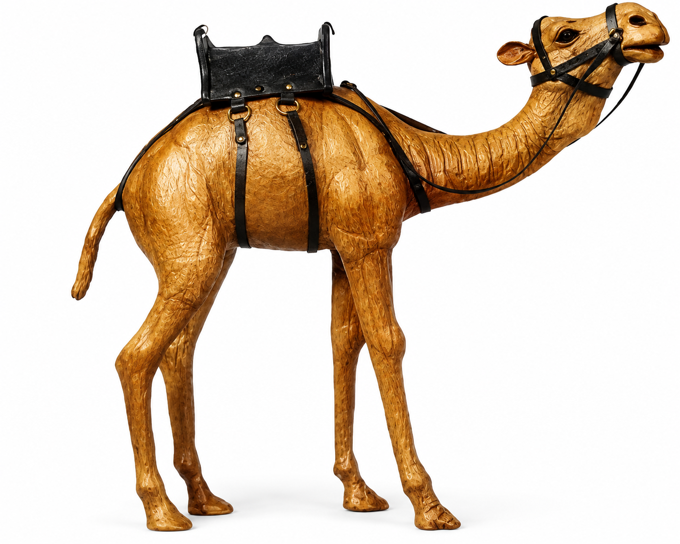Leather Handicraft Standing Camel - 6 Inch