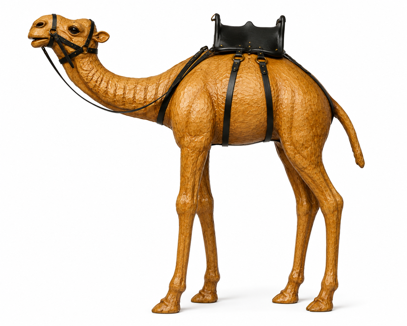 Leather Handicraft Standing Camel - 6 Inch