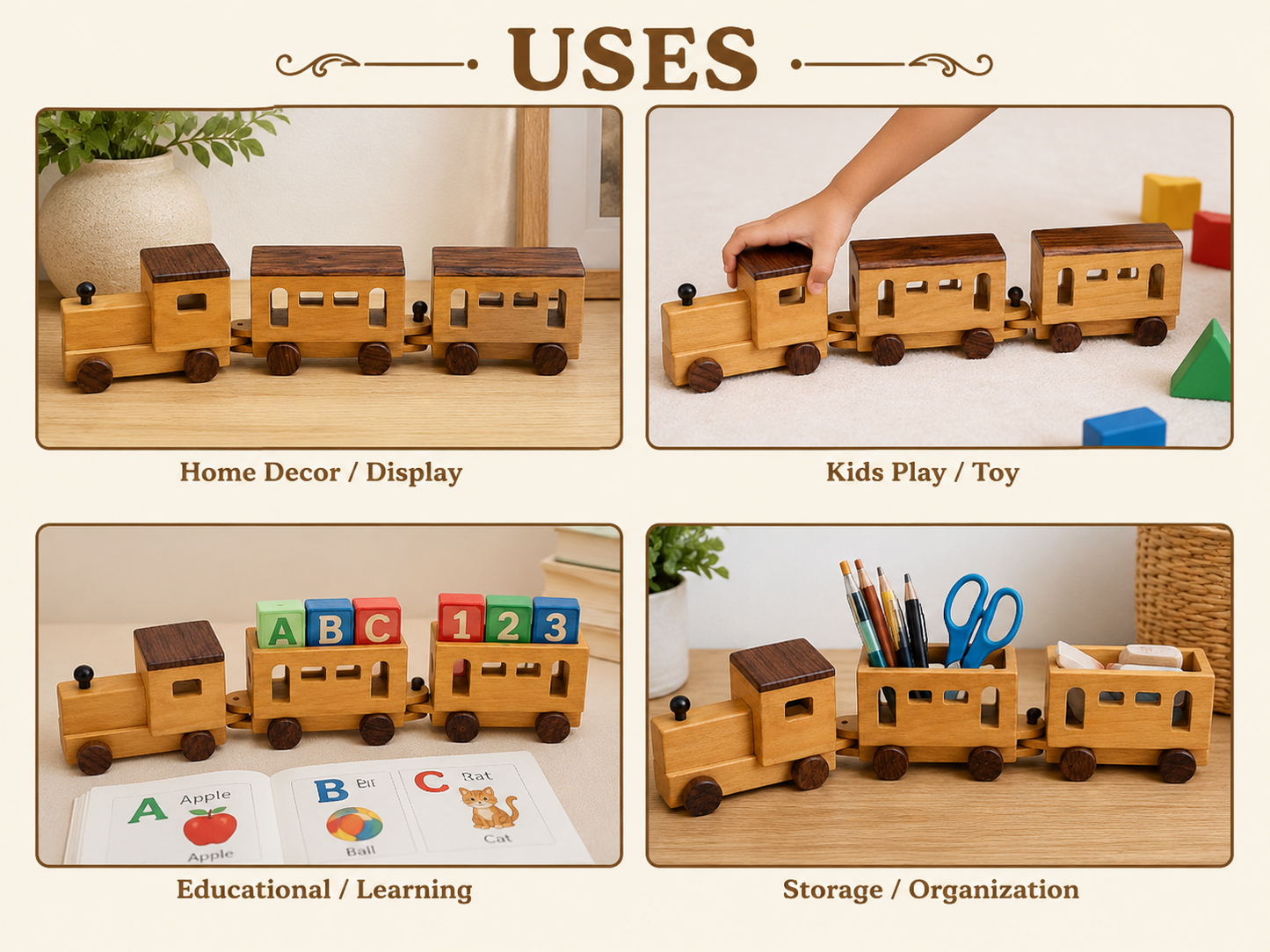 Wooden Toy Train Set