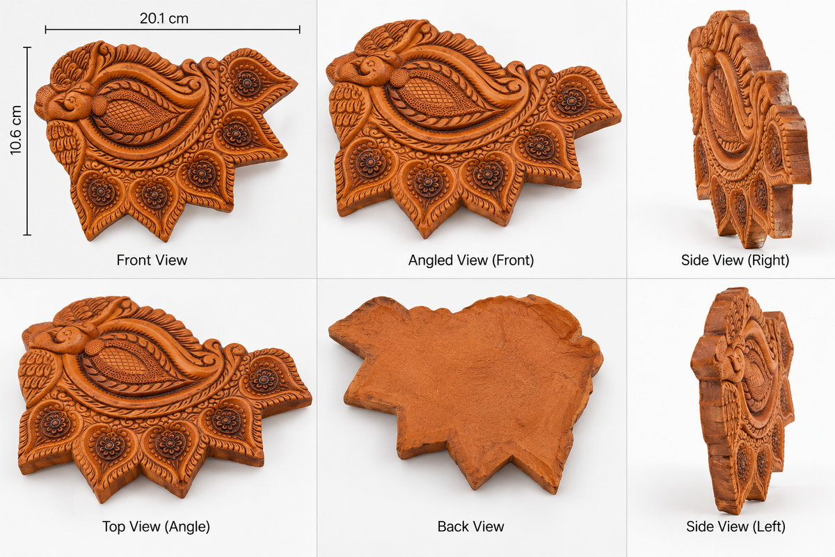 Handmade Terracotta Diwali Navaratri Diya with 5 Diya's (III)
