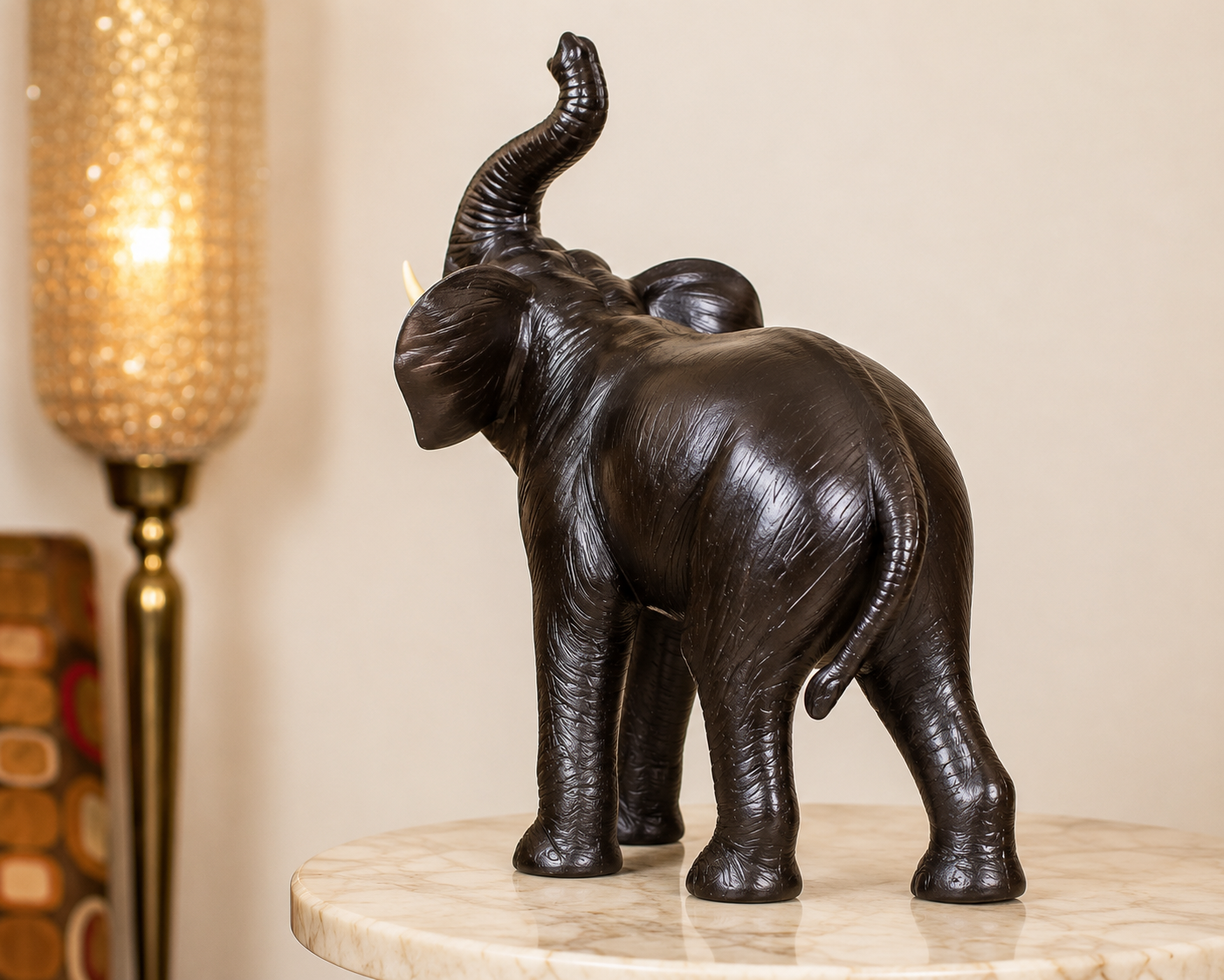 Handcrafted Leather African Elephant - 24 Inch