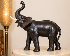 Handcrafted Leather African Elephant - 6 Inch