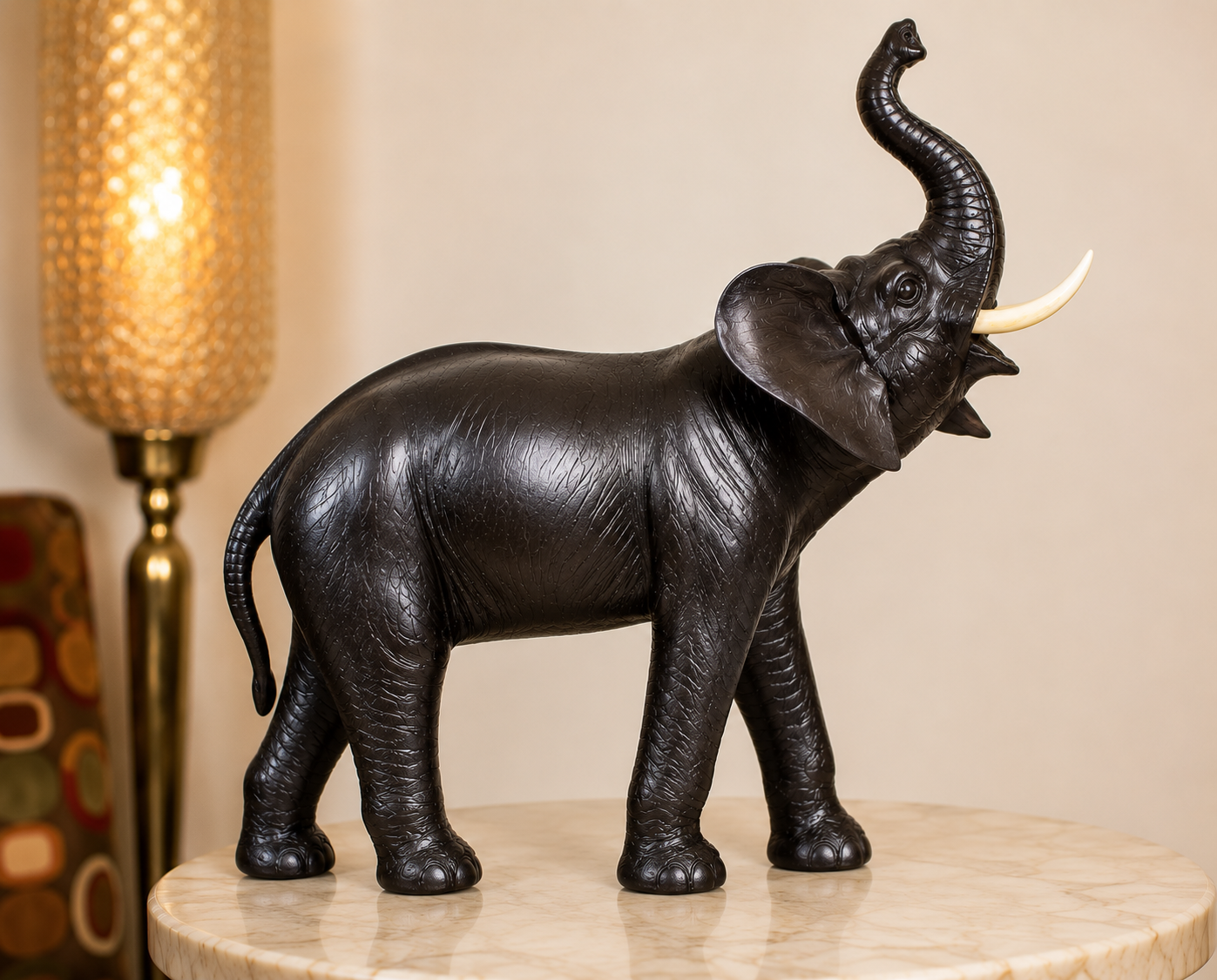 Handcrafted Leather African Elephant - 18 Inch