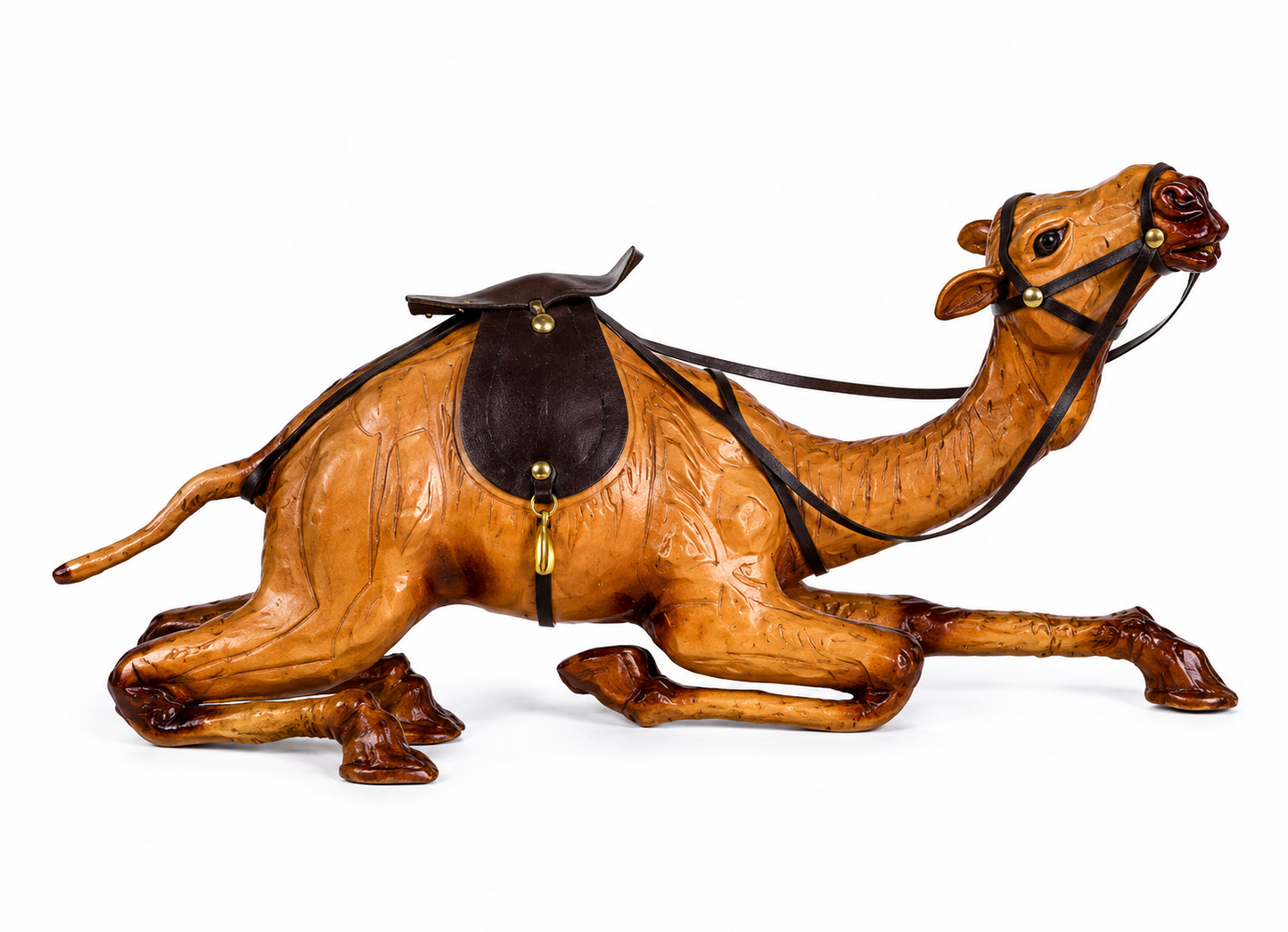 Leather Handicraft Sitting Camel - 12 Inch