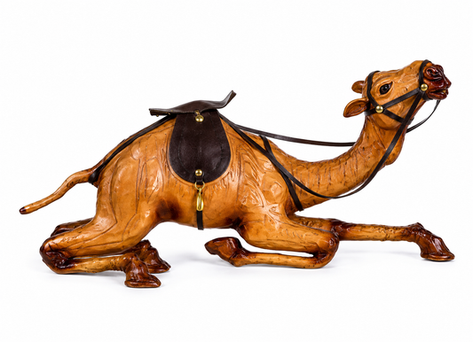 Leather Handicraft Sitting Camel - 6 Inch