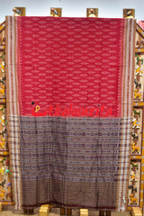 Red Chandan Damru Khandua Cotton Saree