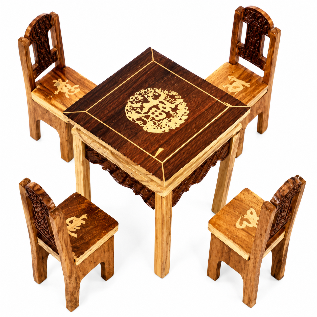 Wooden Miniature Chair And Table Set