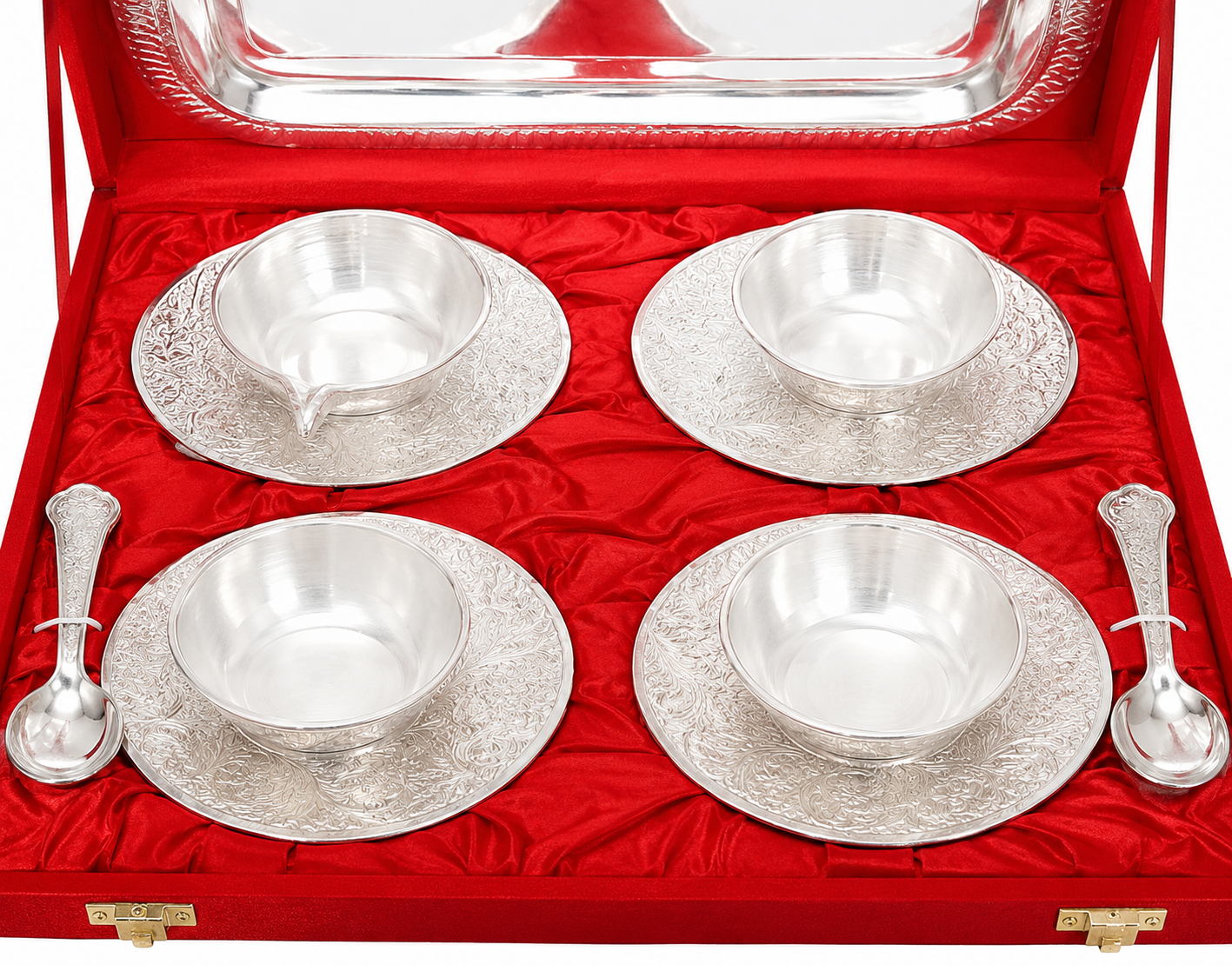 Fancy Silver Tea Brass Set Of 4 Bowls