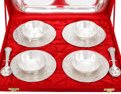 Fancy Silver Tea Brass Set Of 4 Bowls