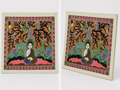 Buddha Under Bhodhi Tree Madhubani Painting