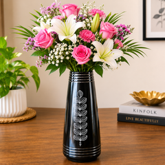 Handmade Eco-friendly Beautiful Black Pottery of Nizamabad Bottle Shaped Flower Vase