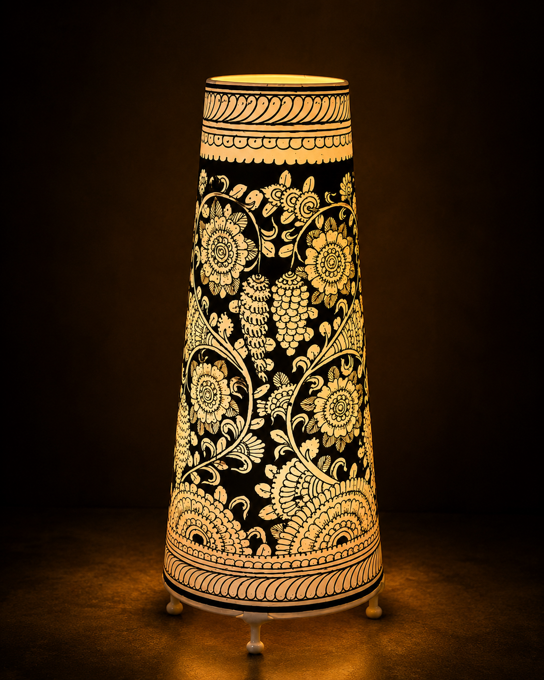 Andhra Pradesh Leather Puppetry Floral Decorative Showpiece Lamp