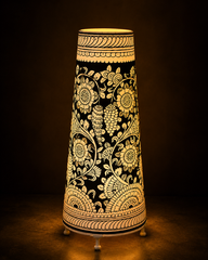 Andhra Pradesh Leather Puppetry Floral Decorative Showpiece Lamp