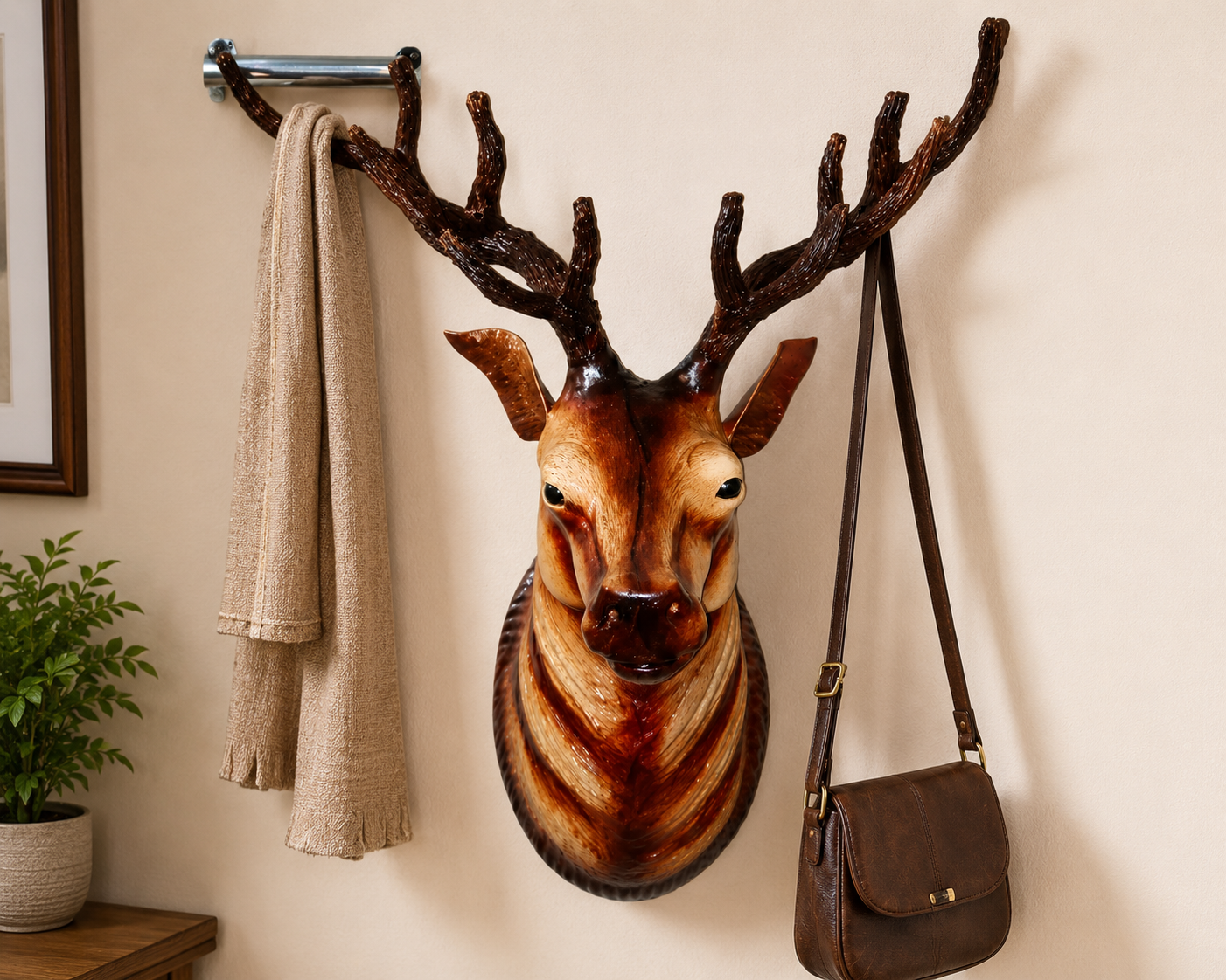 Leather Deer Face Wall Hanging
