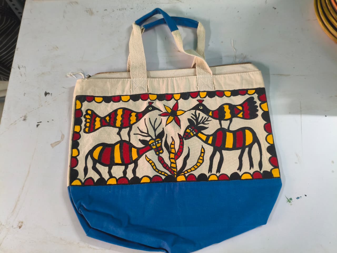 Sohrai Khovar Hand-Painted Jute Bag