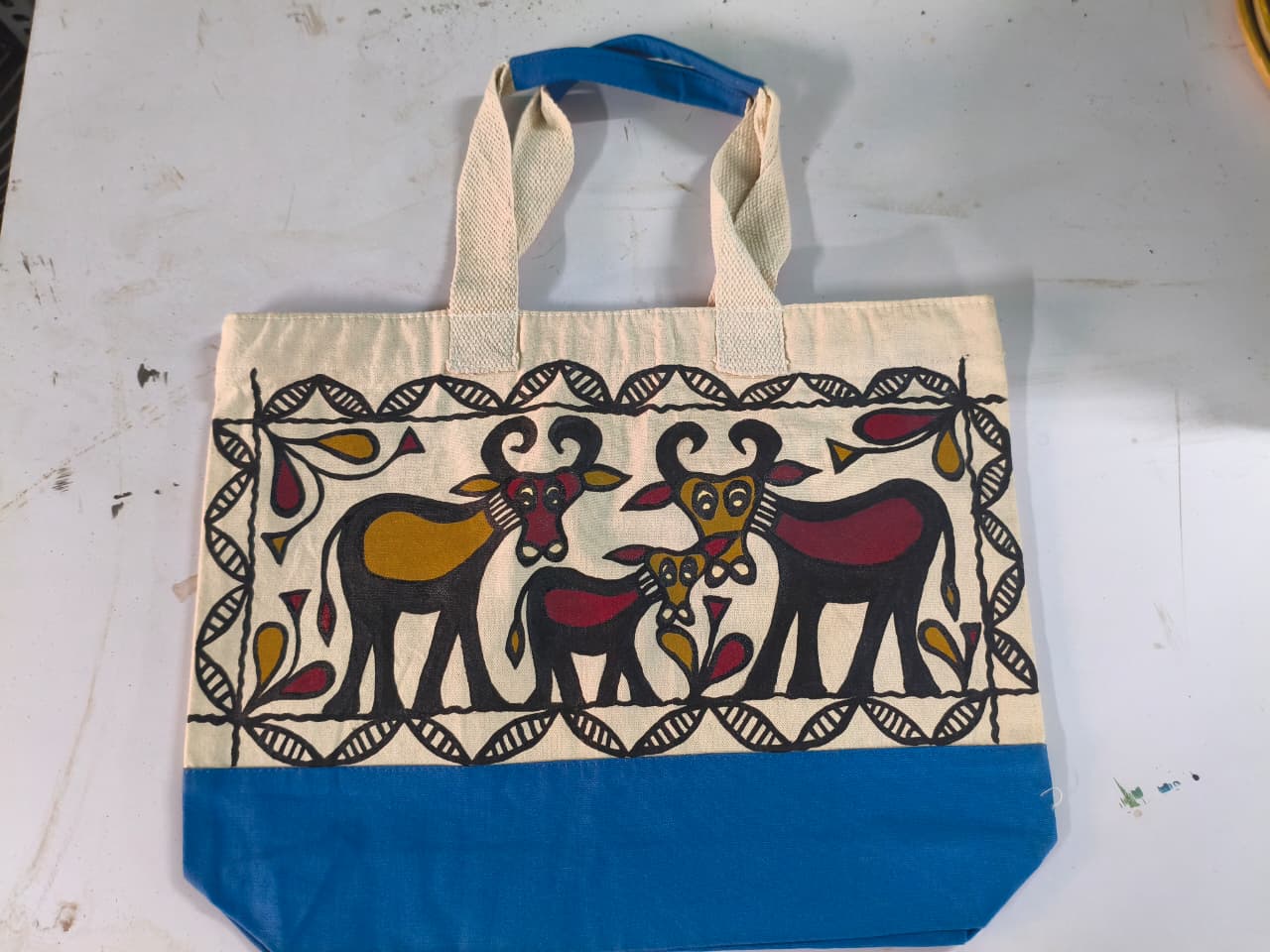 Sohrai Khovar Hand-Painted Jute Bag