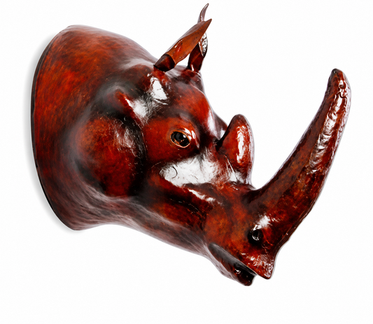 Leather Rhino Face Wall Hanging