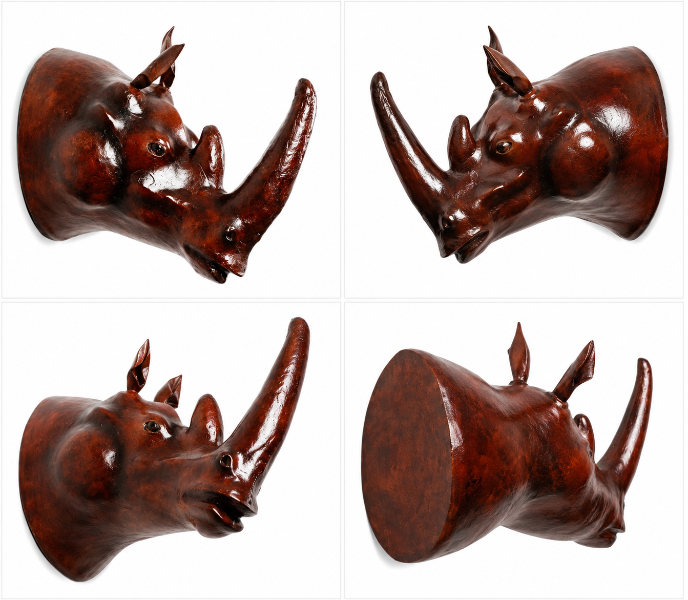 Leather Rhino Face Wall Hanging