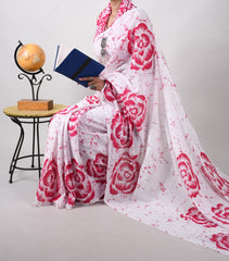 Bagru Natural Hand Block Print Cotton Mulmul Saree With Blouse Style 3