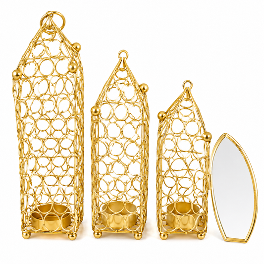 Golden Hanging Tealight Set of 3 Diyas