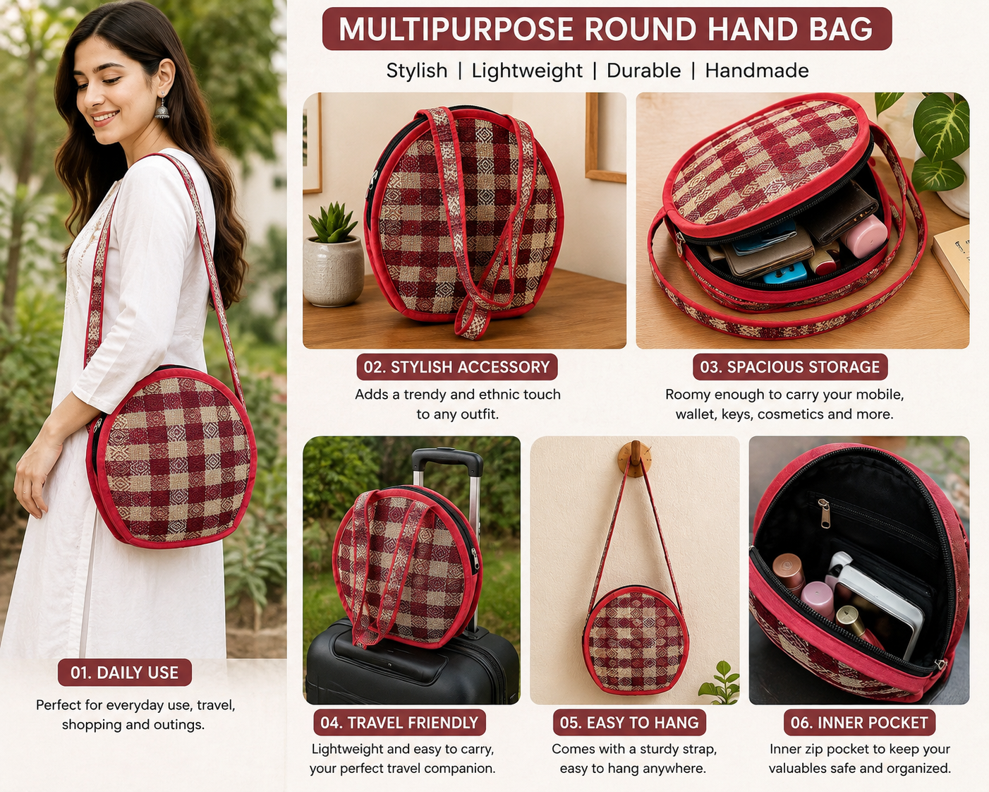 Ladies Hand Bag - Red