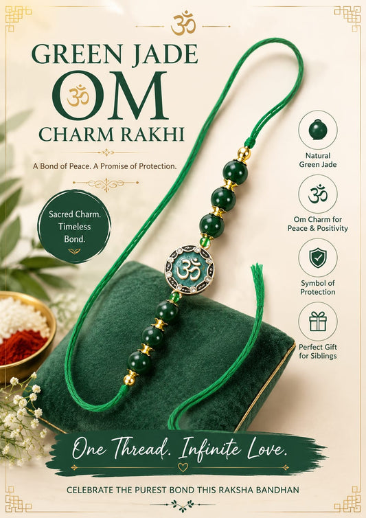 AGATES GREEN JADE OM CHARM RAKHI