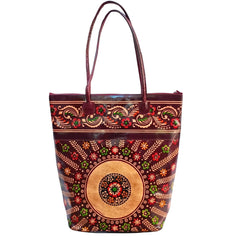 16 inch Big Color Blocked Leather Tote Bag