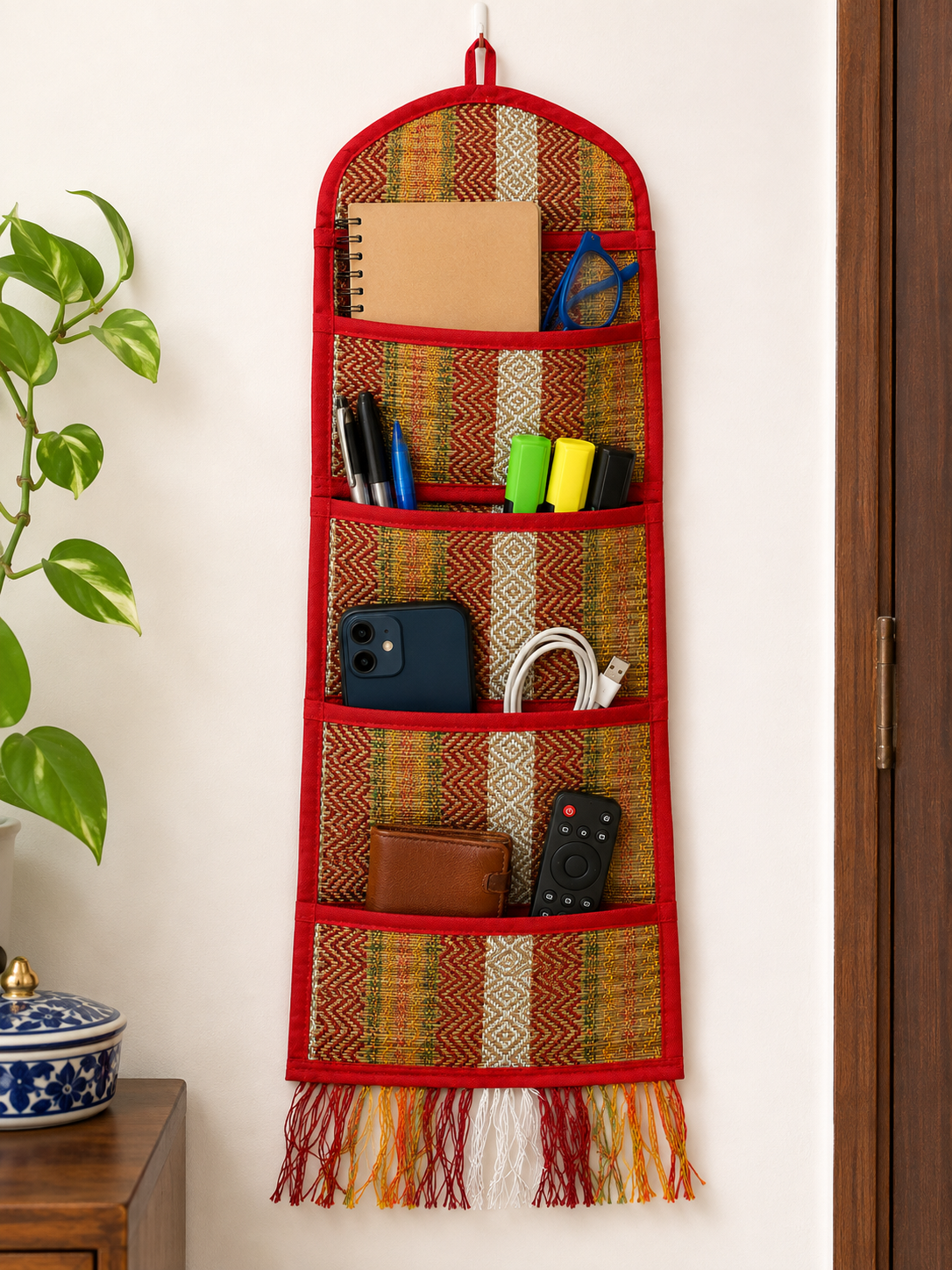 Bell Shaped Wall Hanging Multi Design - Red