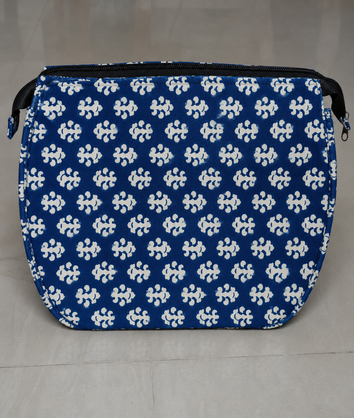 Ladies Hand Bag With Wooden Carrier - Blue