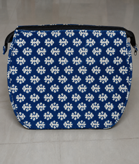 Ladies Hand Bag With Wooden Carrier - Blue