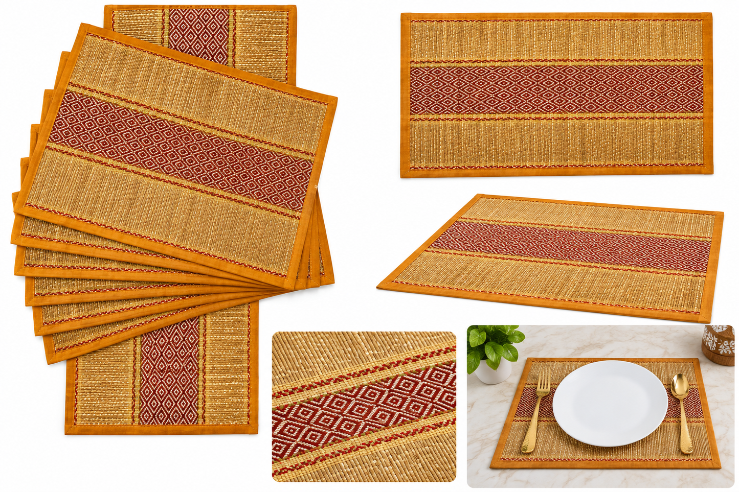 Runner With 6 Table Mats - Yellow