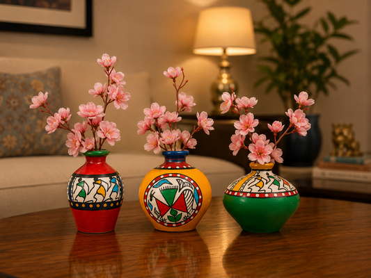 Multi-Colour Terracota Vase set of 3