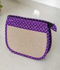 Ladies Hand Bag With Wooden Carrier - Purple