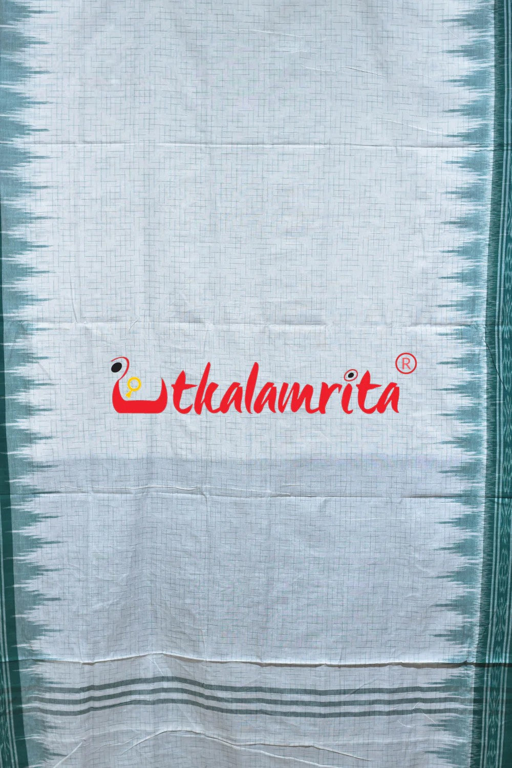 White Green Jharana Cotton Saree