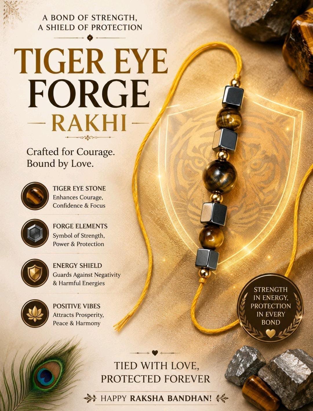 AGATES OF CAMBAY TIGER EYE FORGE RAKHI