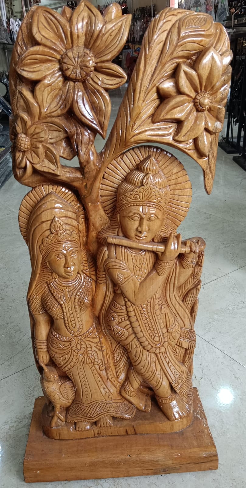 Bastar Wooden Craft Radha & Krishna Statue