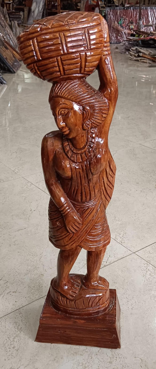 Madini Carrying a Pot on her Head Wooden Craft