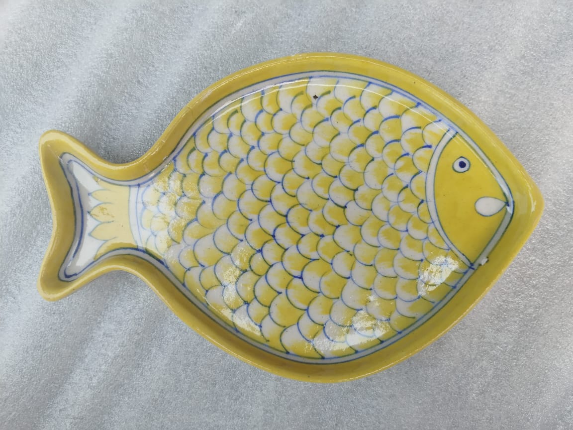 Blue Pottery Fish Wall Hanging