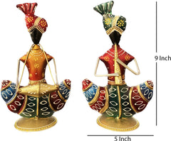 Metallic Musician Figurine Set Of 2
