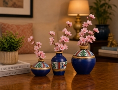 Terracota Blue Vase set of 3
