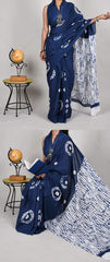 Bagru Natural Hand Block Print Cotton Mulmul Saree With Blouse Style 4